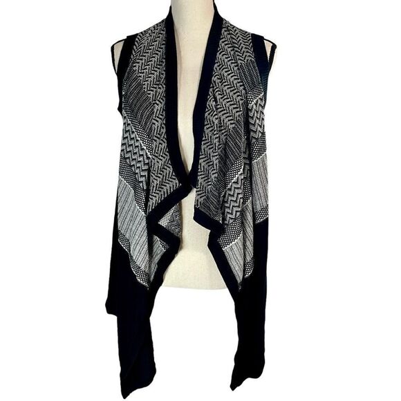 Banana Republic Sleeveless Open Front Waterfall Cardigan XS Black Gray - Picture 8 of 8